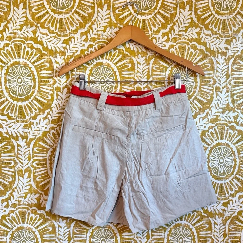NWOT Free People Perfect Prep Linen Blend Trouser Shorts in Light Sand Sz 2